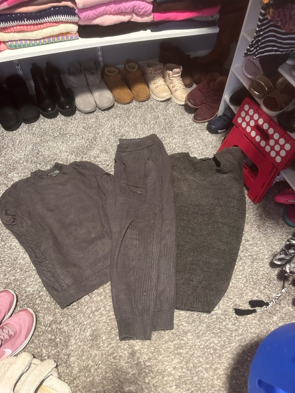 Barefoot Dreams Carbon Knit Pullover - 3 pieces! Pants, crew top and vneck top